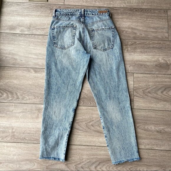 Garage Acid Washed Distressed Raw Hem  Mom Jeans - Picture 8 of 11